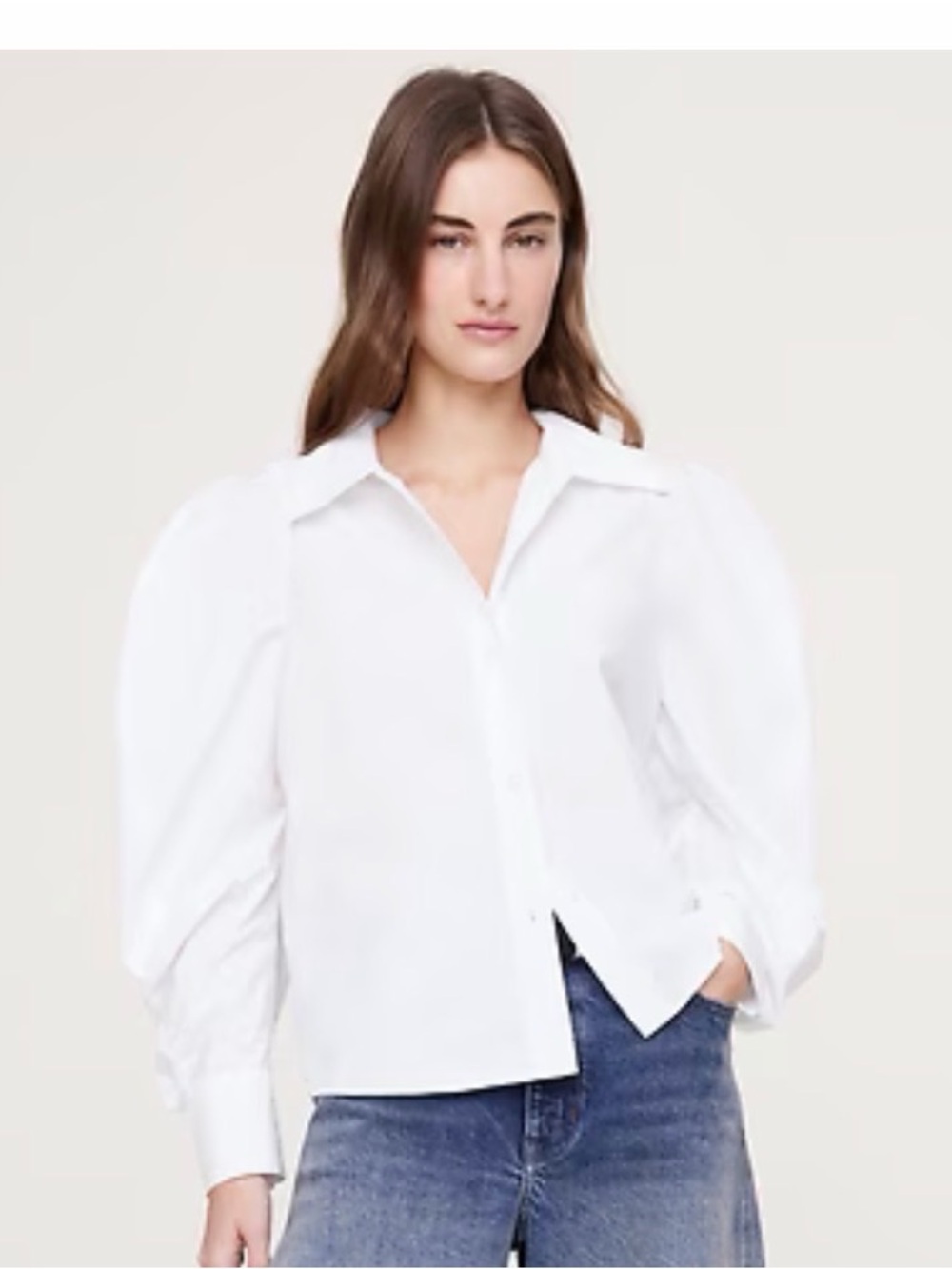 Banana Republic Cotton Poplin Volume Sleeve White Button-Down Shirt NWT